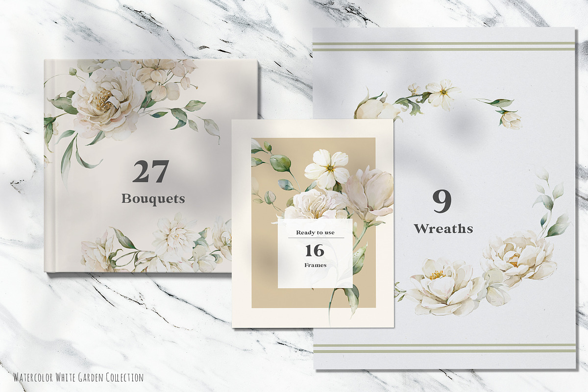 Watercolor White Flowers Collection, a Decorative Illustration by Damian Roh (Photo 5 of 16)