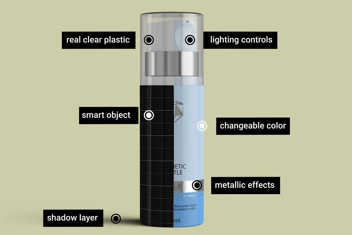 Airless Pump Cosmetic Bottle Mockup, a Cups & Container Mockup by Digitalphaser (Photo 2 of 5)