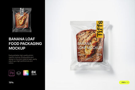 Banana Bread/Loaf Packaging Mockup, a Packaging Mockup by TIFFS