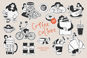 Naive coffee and pastry doodles, an Object Graphic by DesignThatMatters
