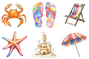 Hand Drawn Watercolor Summer Clipart, an Illustration by Designking (Thumbnail 5 of 5)