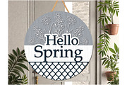 Hello Spring Door Hanger Round Laser, a Graphic by Libby Wishes (Thumbnail 3 of 3)