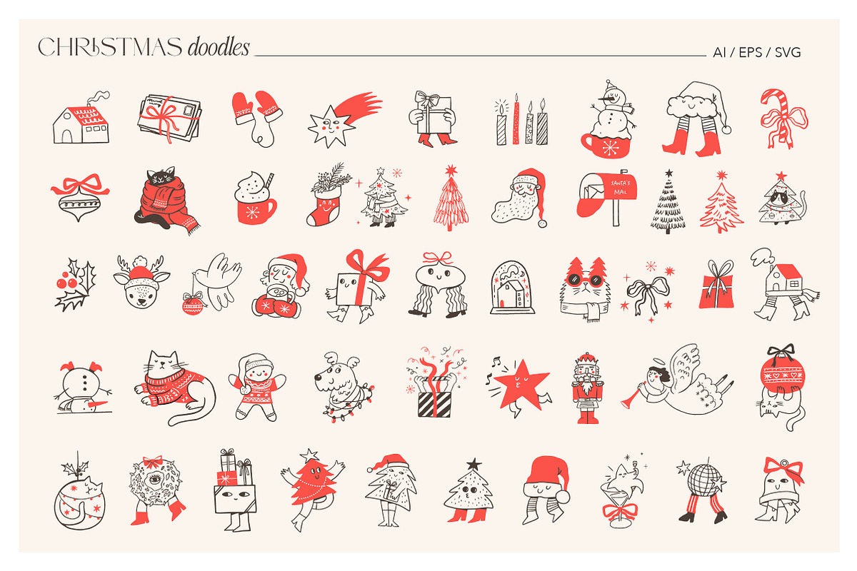 Christmas Doodles illustrations, a Decorative Illustration by Marish (Photo 4 of 10)
