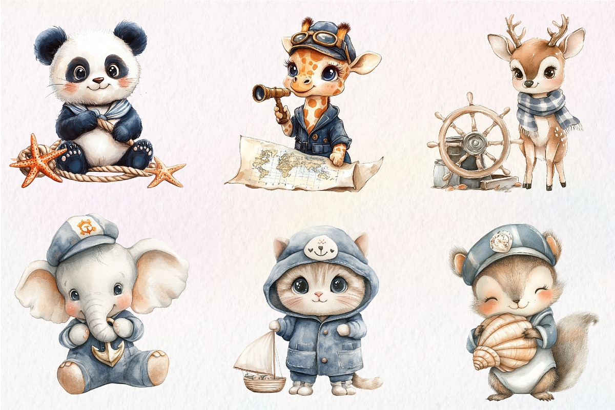 Nautical Clipart, Baby Sailor Clipar, an Illustration by CreationArt (Photo 4 of 9)