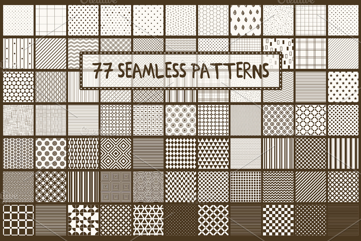Simple seamless monochrome patterns, a Pattern Graphic by Ann-zabella