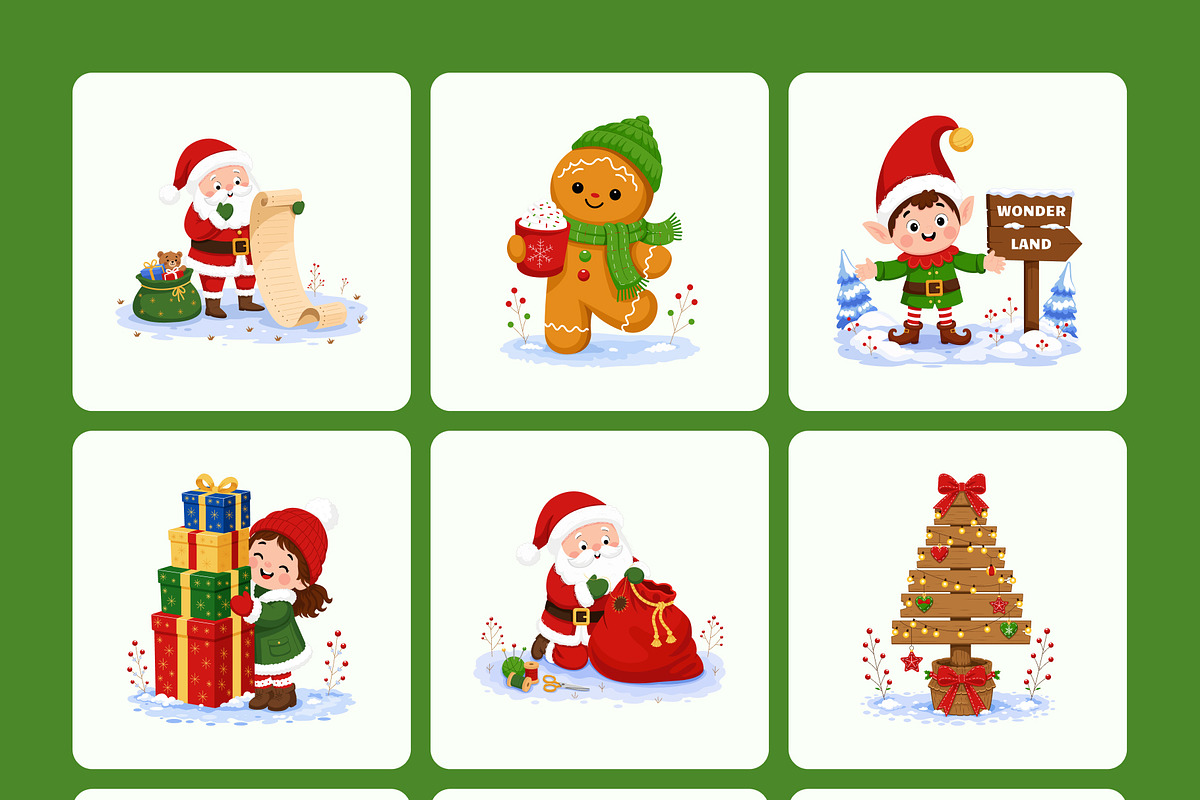 60 Christmas Flat Illustrations, a Decorative Illustration by Brickclay (Photo 9 of 11)