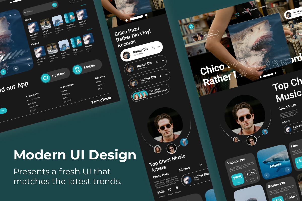TempoTopia - Music Streaming Landing, a Landing Page Template by twinstd (Photo 3 of 5)