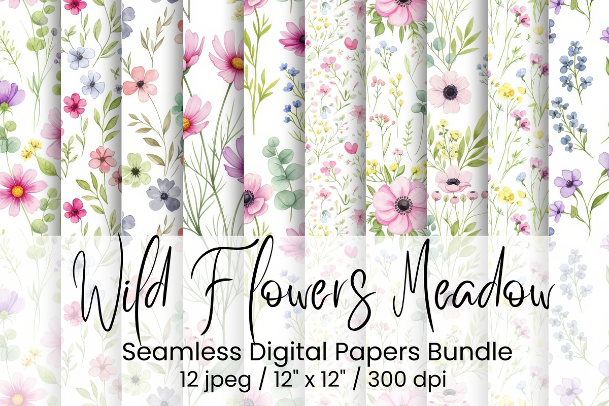 Wildflowers Meadow Seamless, an Illustration by Mashimara (Photo 1 of 4)