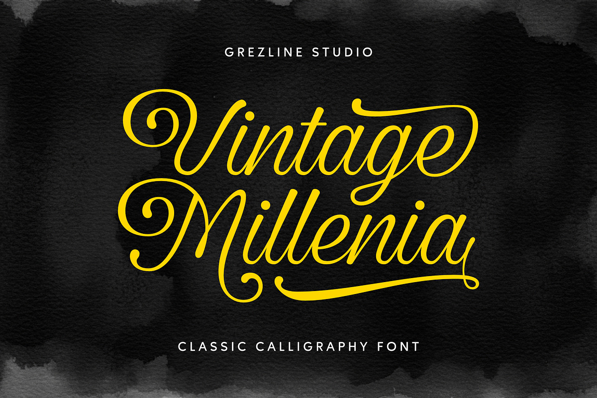 Vintage Millenia - Classic Script, a Script Font by Grezline Studio (Photo 1 of 12)
