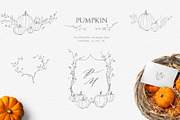 Pumpkin line art. Fall floral wreath, an Illustration by Summer Nightingale Art (Thumbnail 1 of 8)