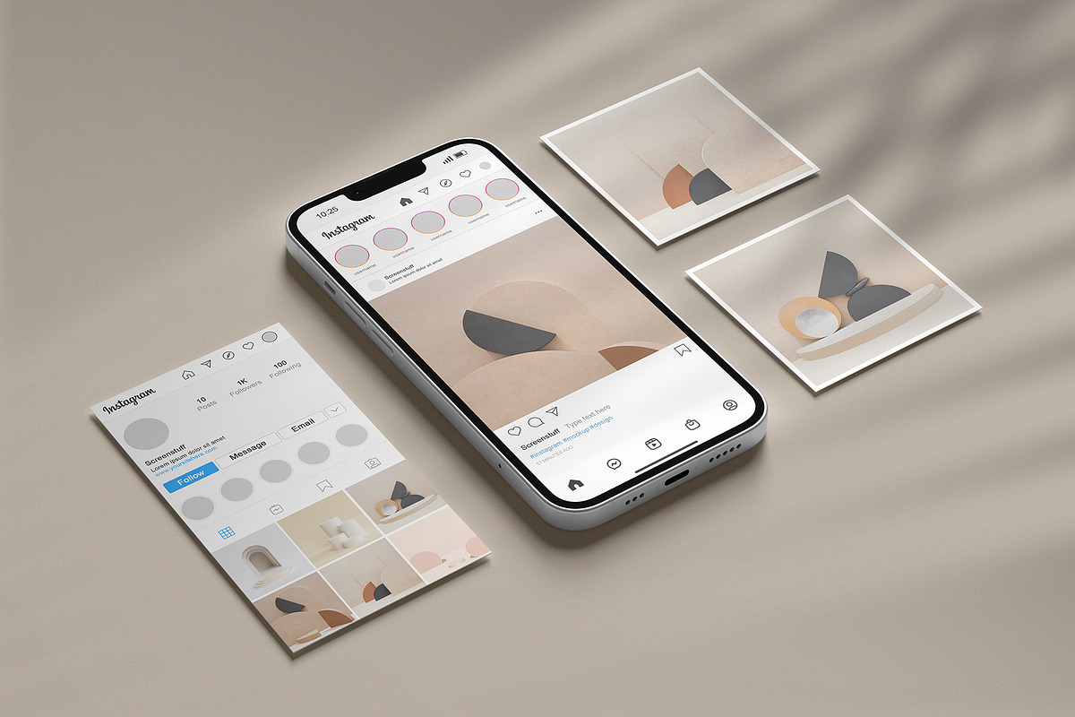 Instagram Post and Stories Mockup, a Device Mockup by graphicstuff.std (Photo 4 of 10)