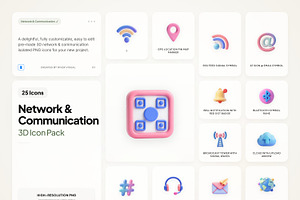 3D Network & Communication Icons