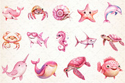 Watercolor Sea Animals Clipart, an Illustration by Rose Art (Thumbnail 2 of 4)