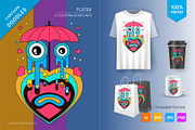 Cartoon heart under an umbrella, a Decorative Illustration by KENO Mascots (Thumbnail 1 of 5)