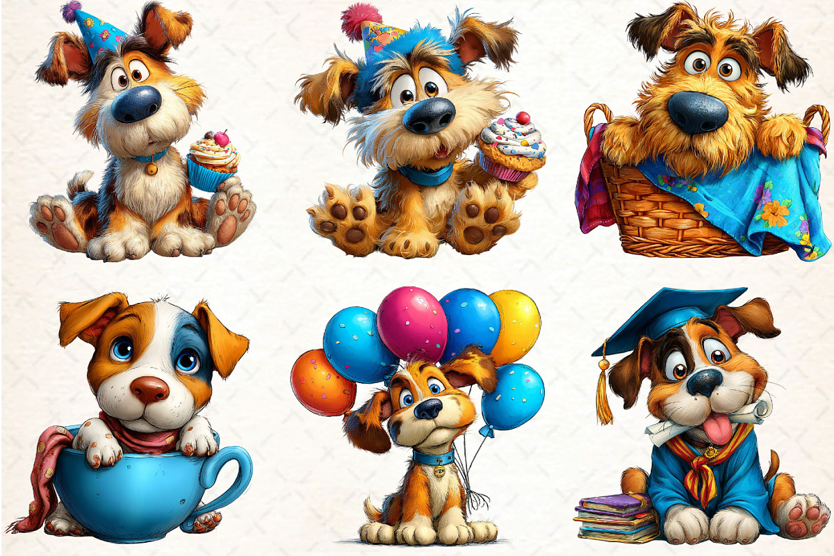 Funny Dog Clipart Bundle, an Illustration by DreamCafeArt (Photo 6 of 8)