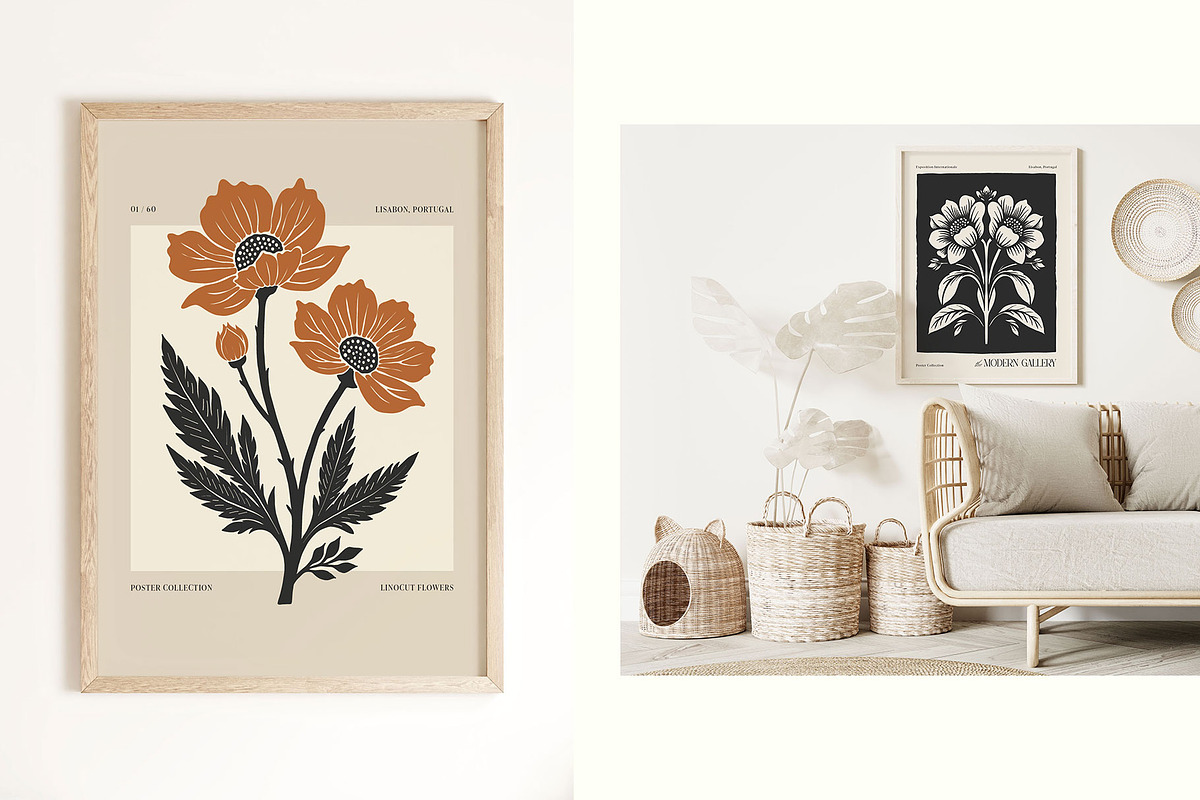 Linocut Flowers | Poster Builder, an Object Graphic by KetteCreate (Photo 5 of 12)