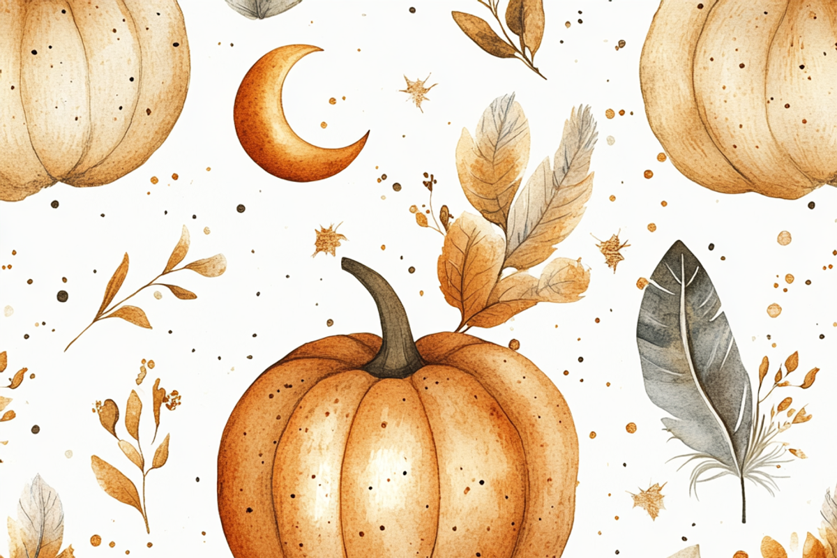 Watercolor Bohemian Fall Seamless, a Pattern Graphic by Printable Treasure (Photo 3 of 3)