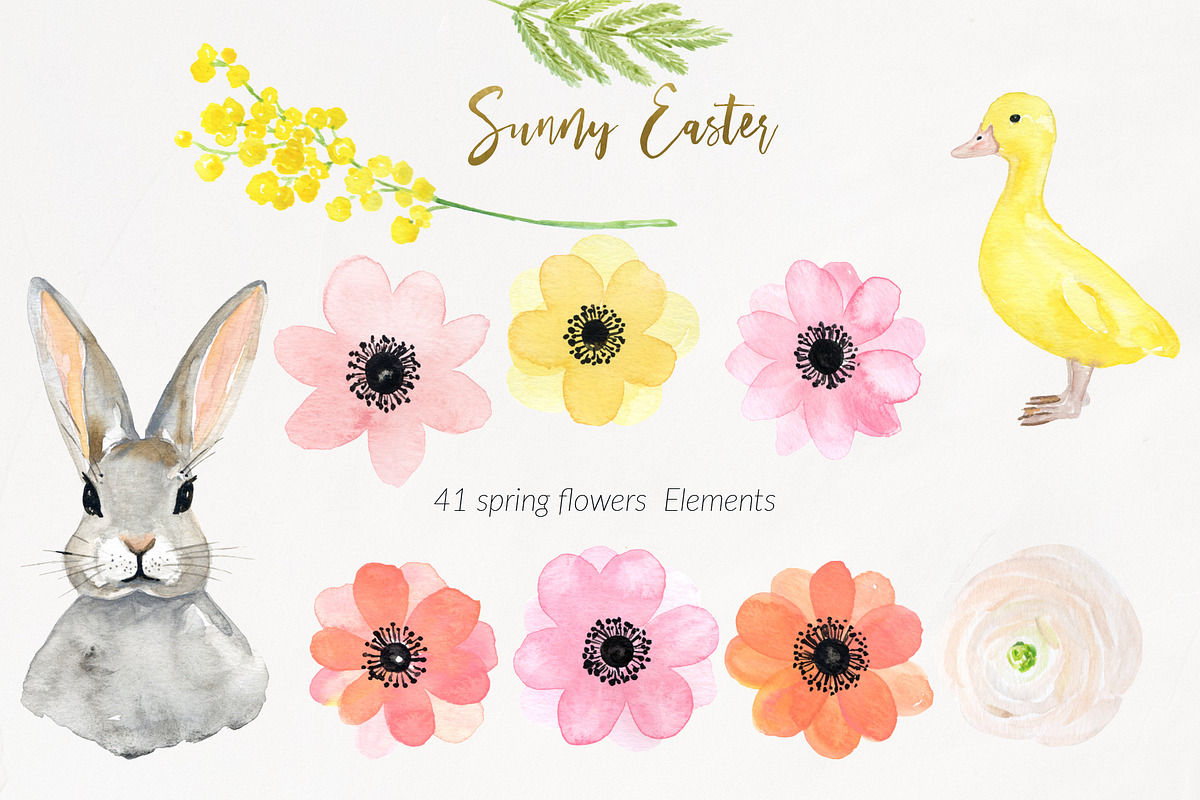Sunny Easter bunny Watercolor, an Illustration by LABFcreations (Photo 2 of 17)