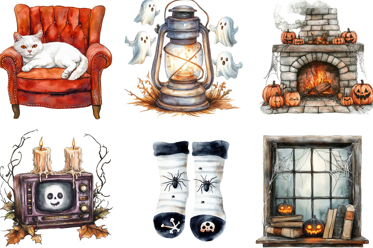 Creepy and Cozy Halloween-Clipart, an Illustration by CraftArtStudio (Photo 3 of 6)