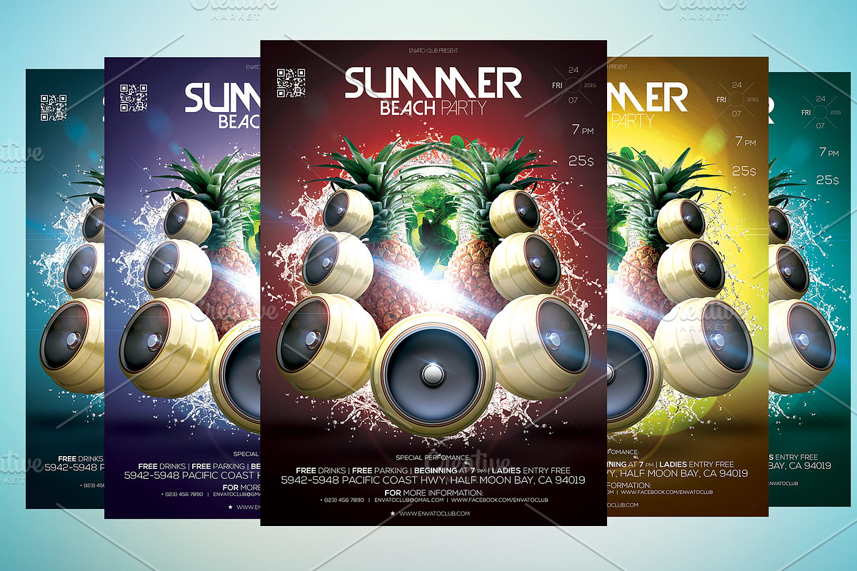Summer Party Flyers Bundle, a Flyer Template by CREATIVE DUDE (Photo 8 of 18)