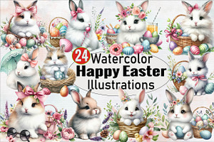 Happy Easter Sublimation Clipart Bu, an Illustration by SVGArt