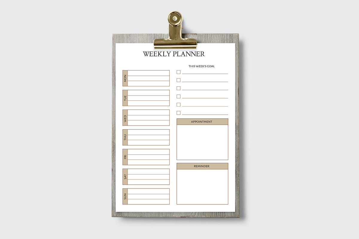 Minimalist Weekly Planner V2 SVG | Creative Market