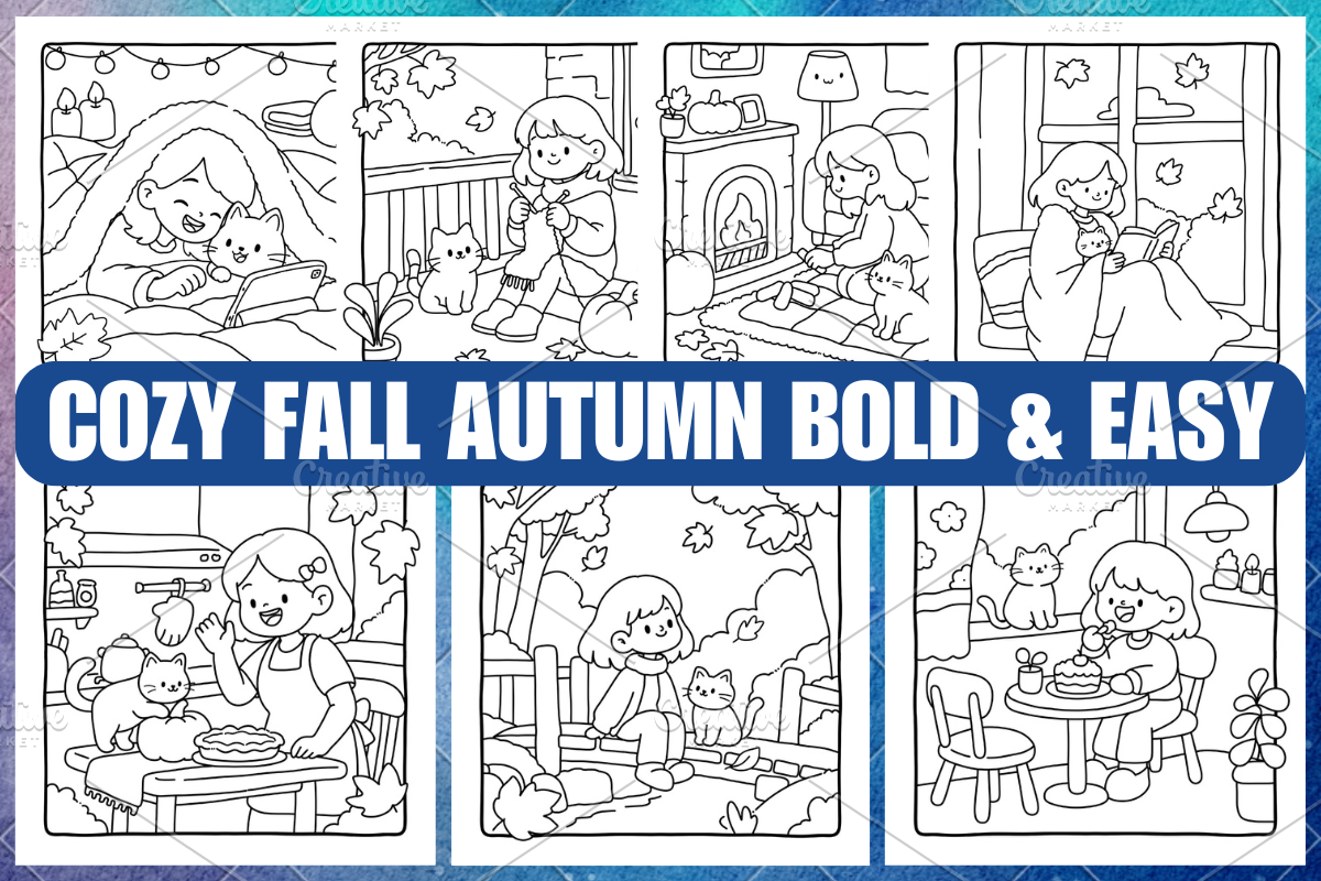 Cozy Fall Autumn Coloring Pages, a Seasonal Illustration by Coco Bloom (Photo 1 of 3)