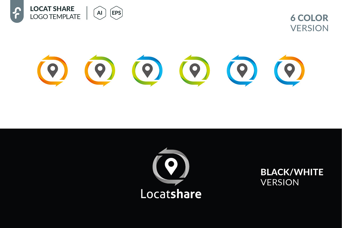 Locat Share Logo, a Branding & Logo Template by ft.studio
