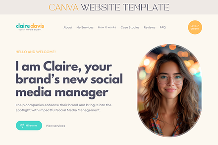 Social Media Manager Canva Website, a Landing Page Template by vectorocean