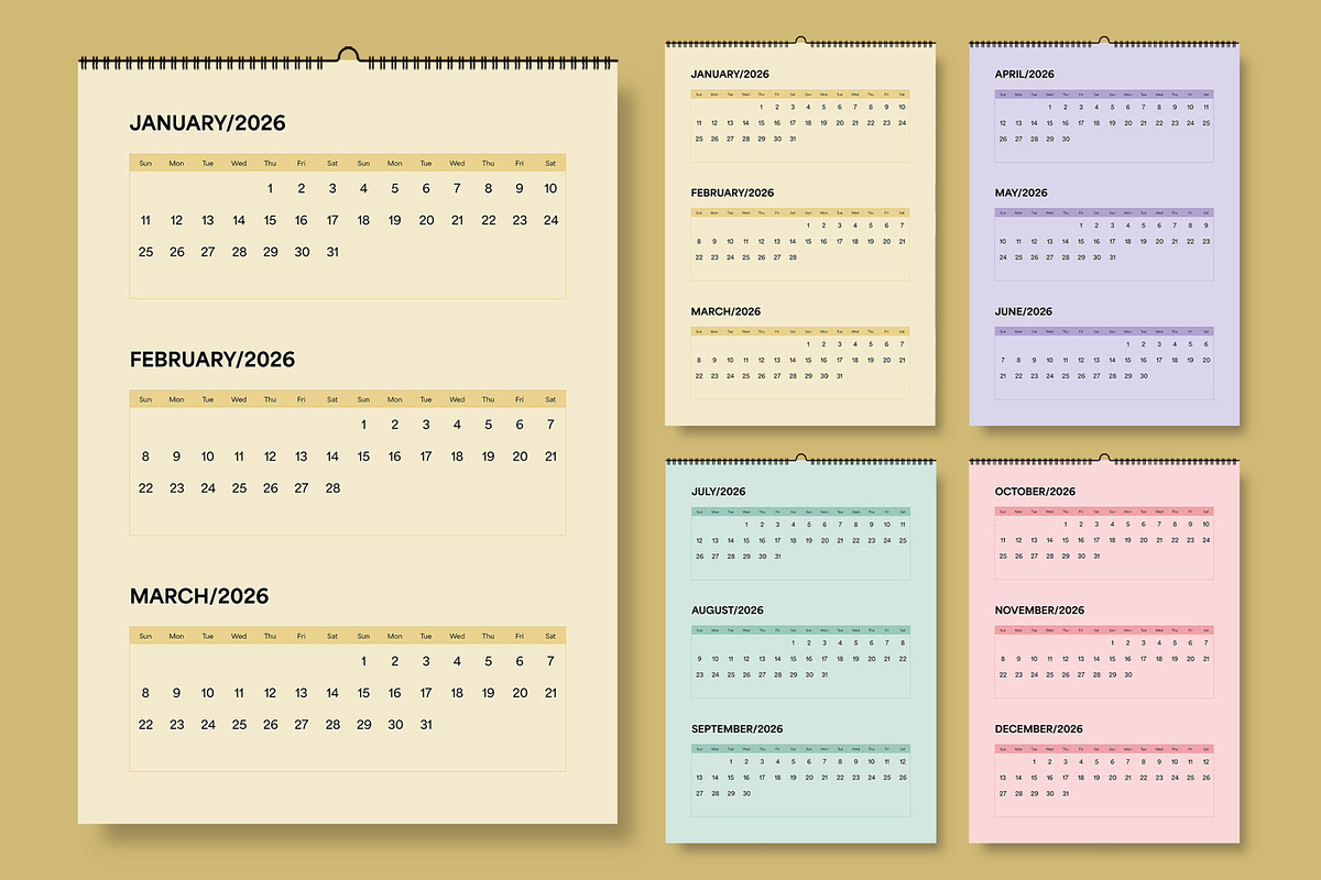 Modern Minimalist 2026 Calendar, a Stationery Template by MightyDesign (Photo 1 of 6)