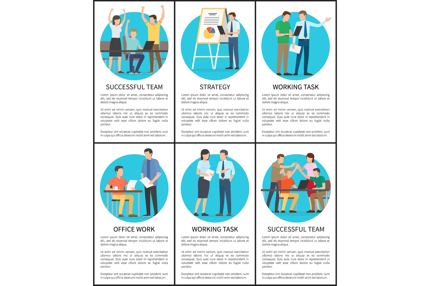 Strategy and Working Task Set Vector Illustration, a Person ...
