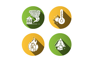 Natural Disaster Flat Design Icons