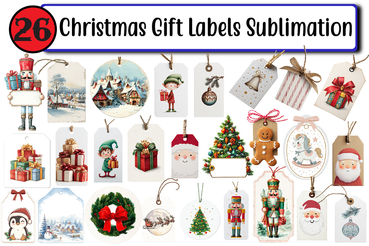 Christmas Gift Labels Sublimation, an Illustration by Design Market (Photo 1 of 3)