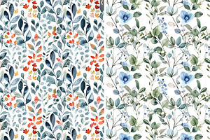 Watercolor Botanical Pattern Set