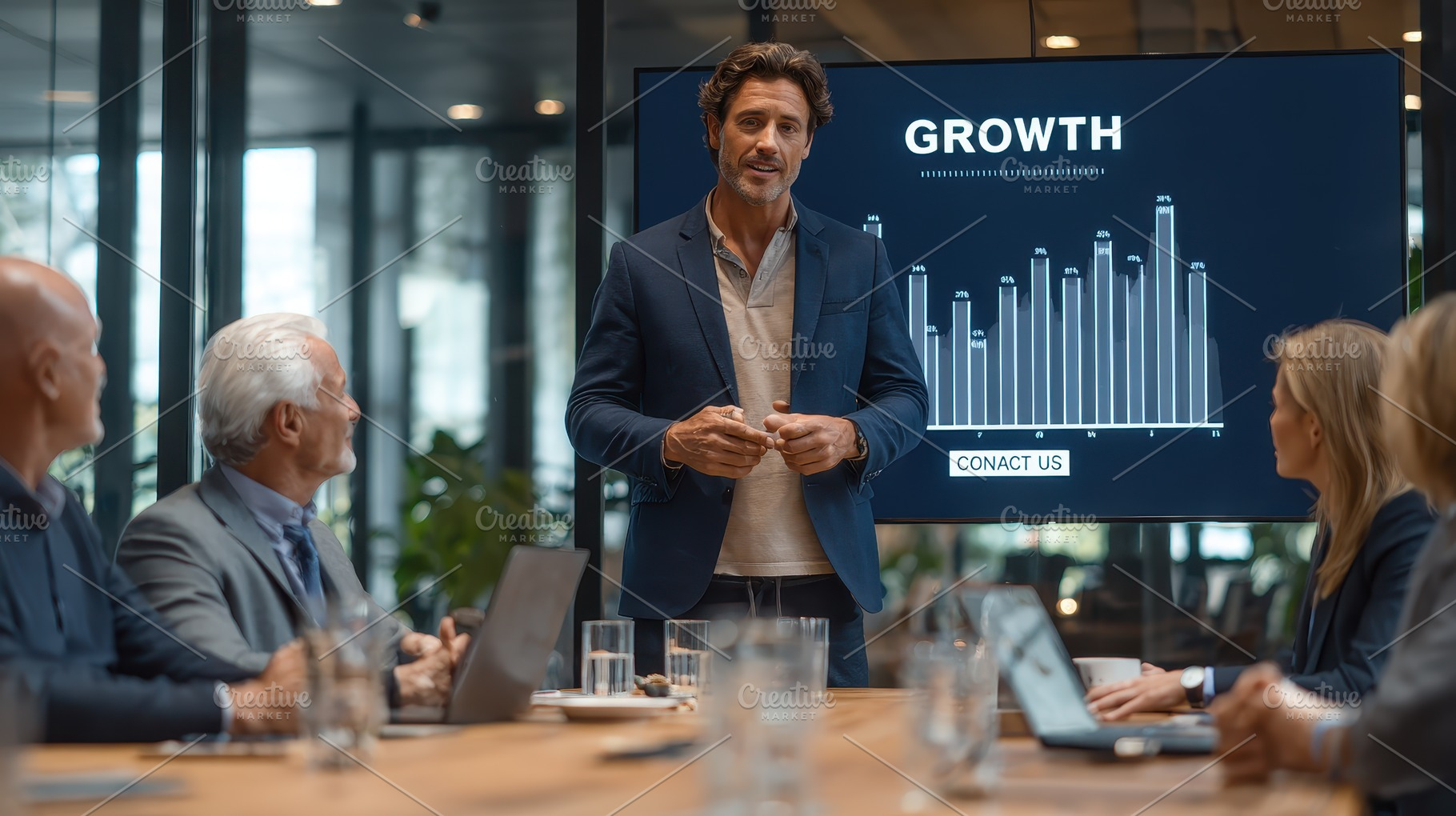 Businessman Giving Growth Presentati, a Photo by Pixeness Studio