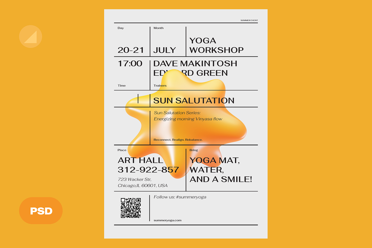 Summer Yoga Workshop Event PSD Flyer, a Flyer Template by Danil Polshin
