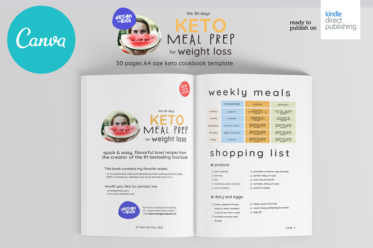 Keto Recipes Cookbook CanvaTemplate, a Magazine Template by DeLaGranSiete (Photo 2 of 9)