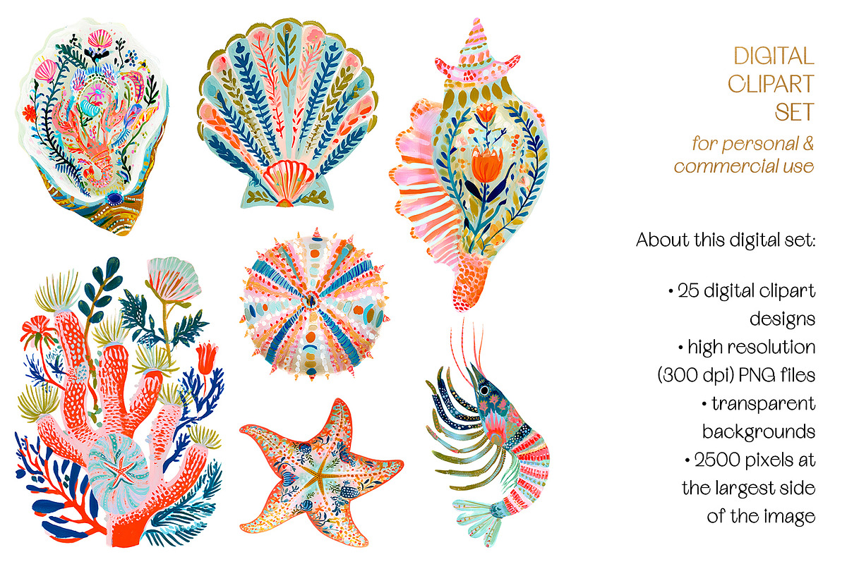 Tropical Folk Art Reef Clipart, a Decorative Illustration by The Dutch Lady Designs (Photo 9 of 10)