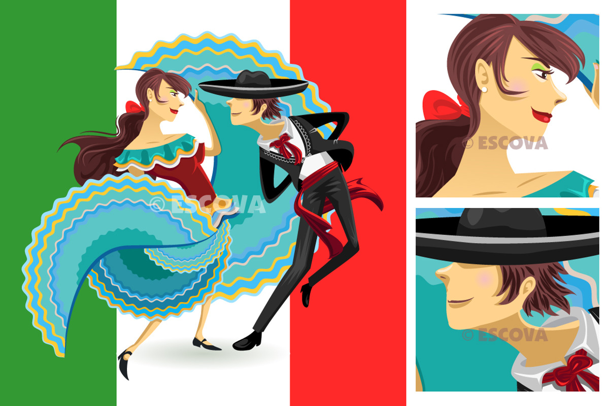 Jarabe Mexican Hat Dance, an Illustration by vectorbender village