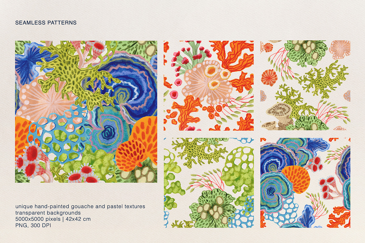 Coral & Moss - Hand-Painted design, a Wallpaper Graphic by ArtPavo (Photo 4 of 10)