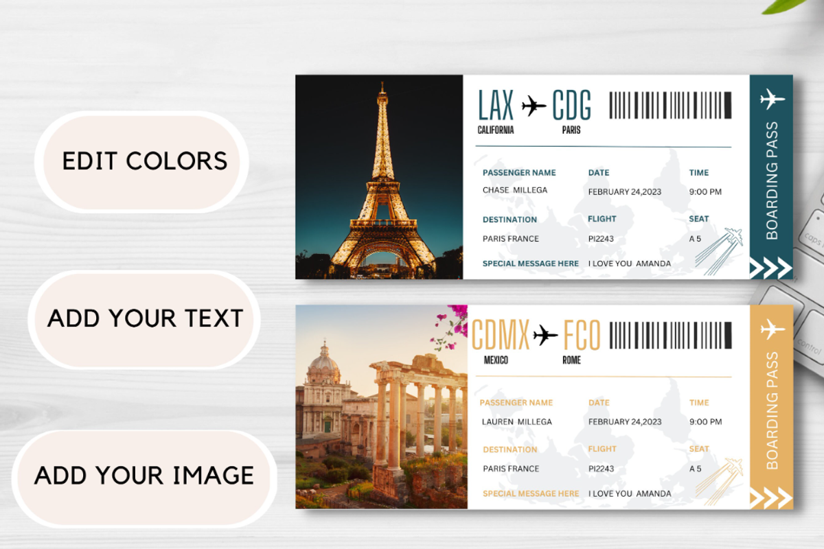 Editable Boarding Pass Template, a Card Template by YasdeyDesigns (Photo 7 of 8)