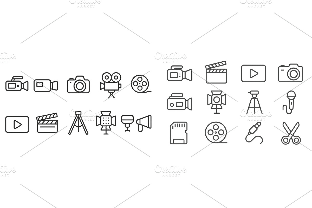 Collection of film and media icons, a Technology Illustration by ZinetroN