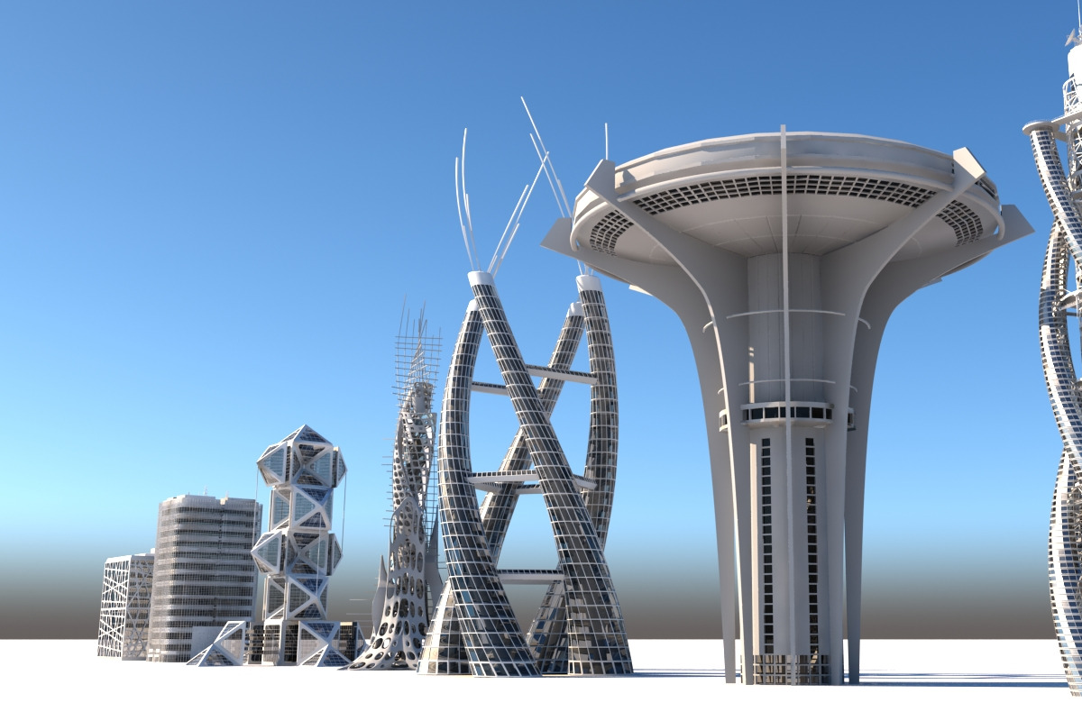 Futuristic Skyscrapers, an Architecture 3D Model by Giimann (Photo 2 of 10)