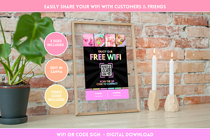 Pastel Neon WiFi QR Code Sign