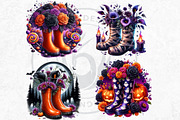 Halloween Floral Rain Boots Cliparts, a Seasonal Illustration by ThatsDesignArt (Thumbnail 6 of 10)