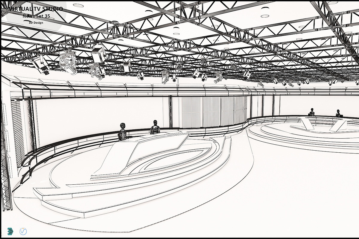 Virtual TV Studio News Set 35, an Architecture 3D Model by akerStudio (Photo 3 of 39)