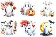 Cute Halloween Ghosts Clipart Bundle, an Illustration by DreamArtGraphic (Thumbnail 3 of 4)