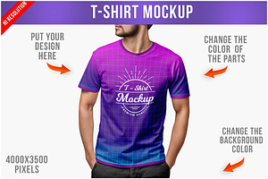 Young Man in a T-Shirt Mockup PSD, a Shirt Mockup by Bruno's Shop