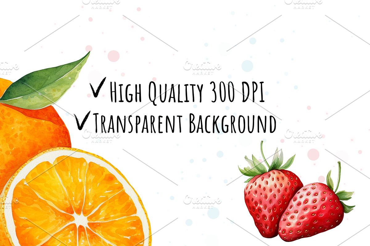 Watercolor Fruits Set, a Food Illustration by The Best Digital Plaza (Photo 3 of 3)
