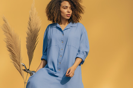 woman in linen clothes, a Person Photo by Virgo Studio